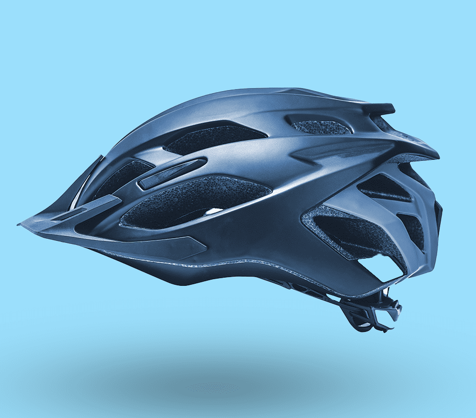 Bike Helmet profile on light blue background