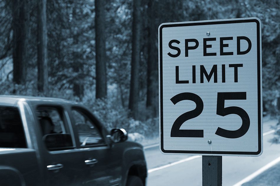 25 mph speed limit on a forest road