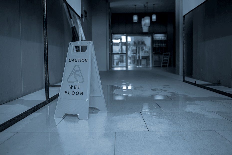 Wet floor caution sign.