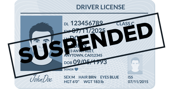 Driver's license suspended