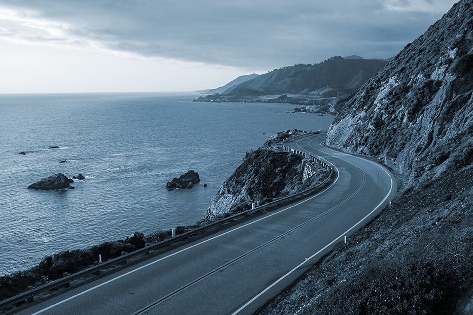 Beautiful shot of highway 1 in Big Sur California